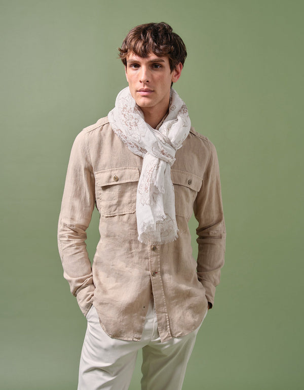 LUXURY LINEN MEDALLION PRINTED SCARF