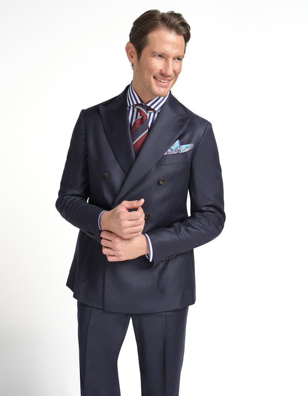 Blazer à Double Boutonnage avec Revers en Pointe & Pantalons à Pattes Latérales