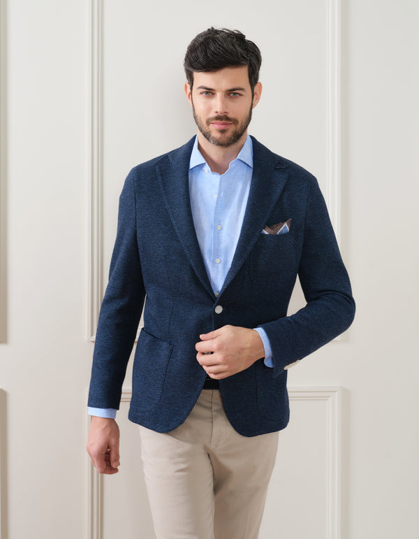 HOPSACK DOUBLE BREASTED BLAZER WITH PEARL BUTTONS