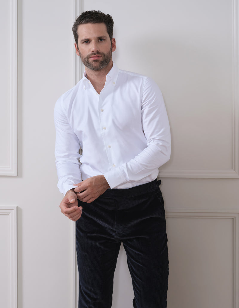 LUXURY CLASSIC WHITE BUTTON DOWN SHIRT