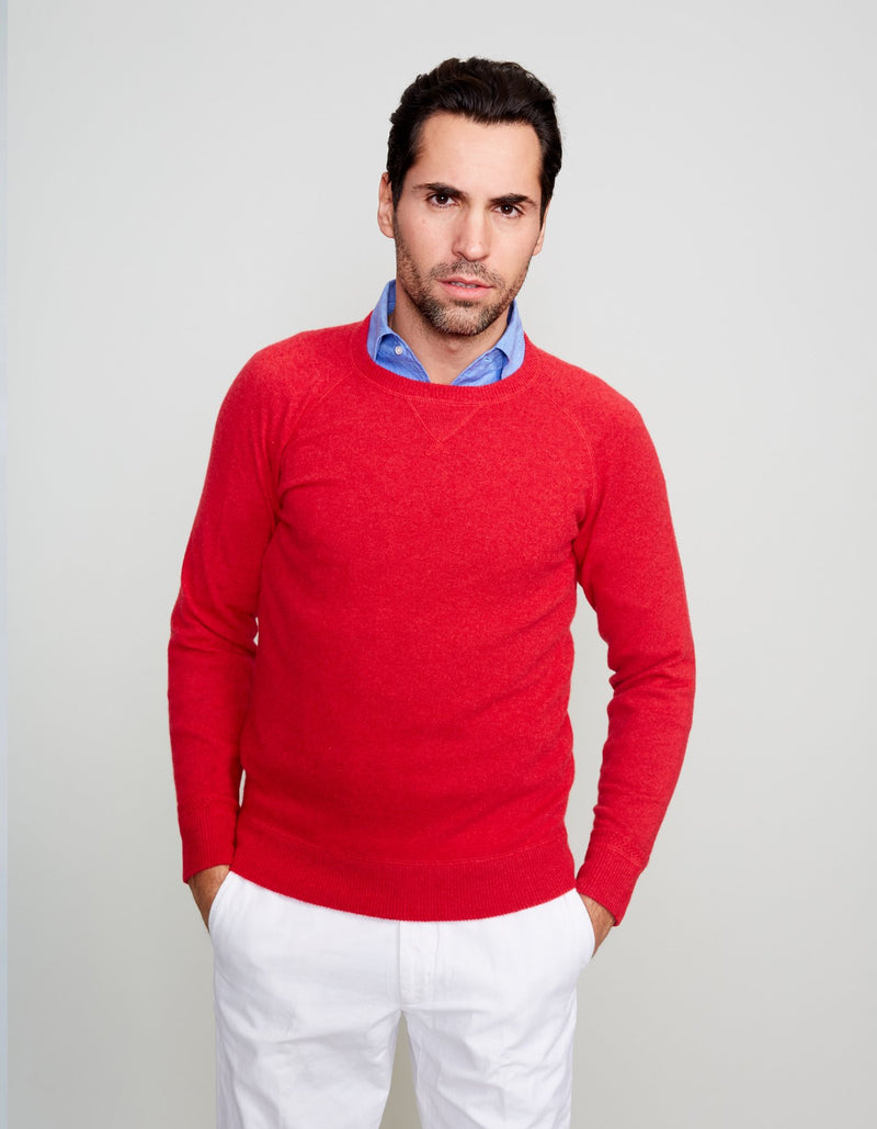 PULL COL ROND EN CACHEMIRE ROUGE